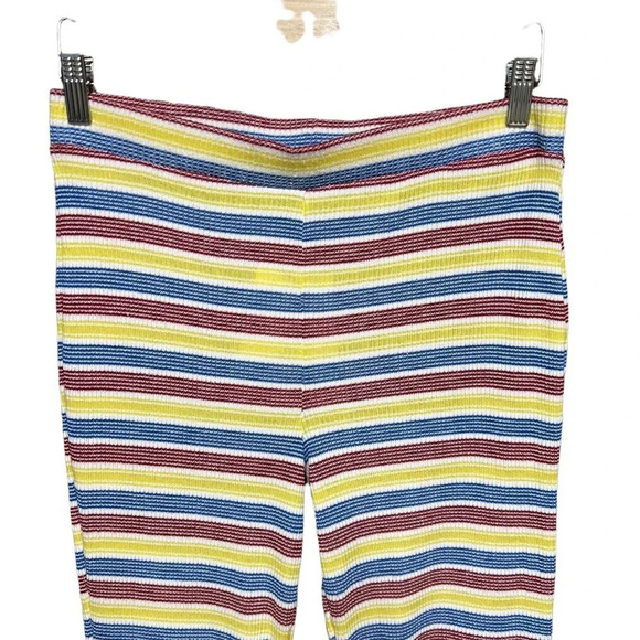 Zara Rib Texture Striped Pull On Flared Bell Bottom Pants Multicolor Size Large - Picture 2 of 12